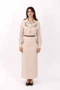 Beige Pinstripe Suit - Deerah