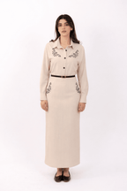Beige Pinstripe Suit - Deerah