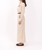 Beige Pinstripe Suit - Deerah
