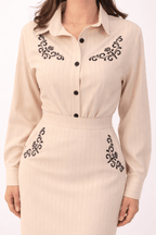 Beige Pinstripe Suit - Deerah