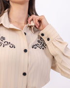 Beige Pinstripe Suit - Deerah