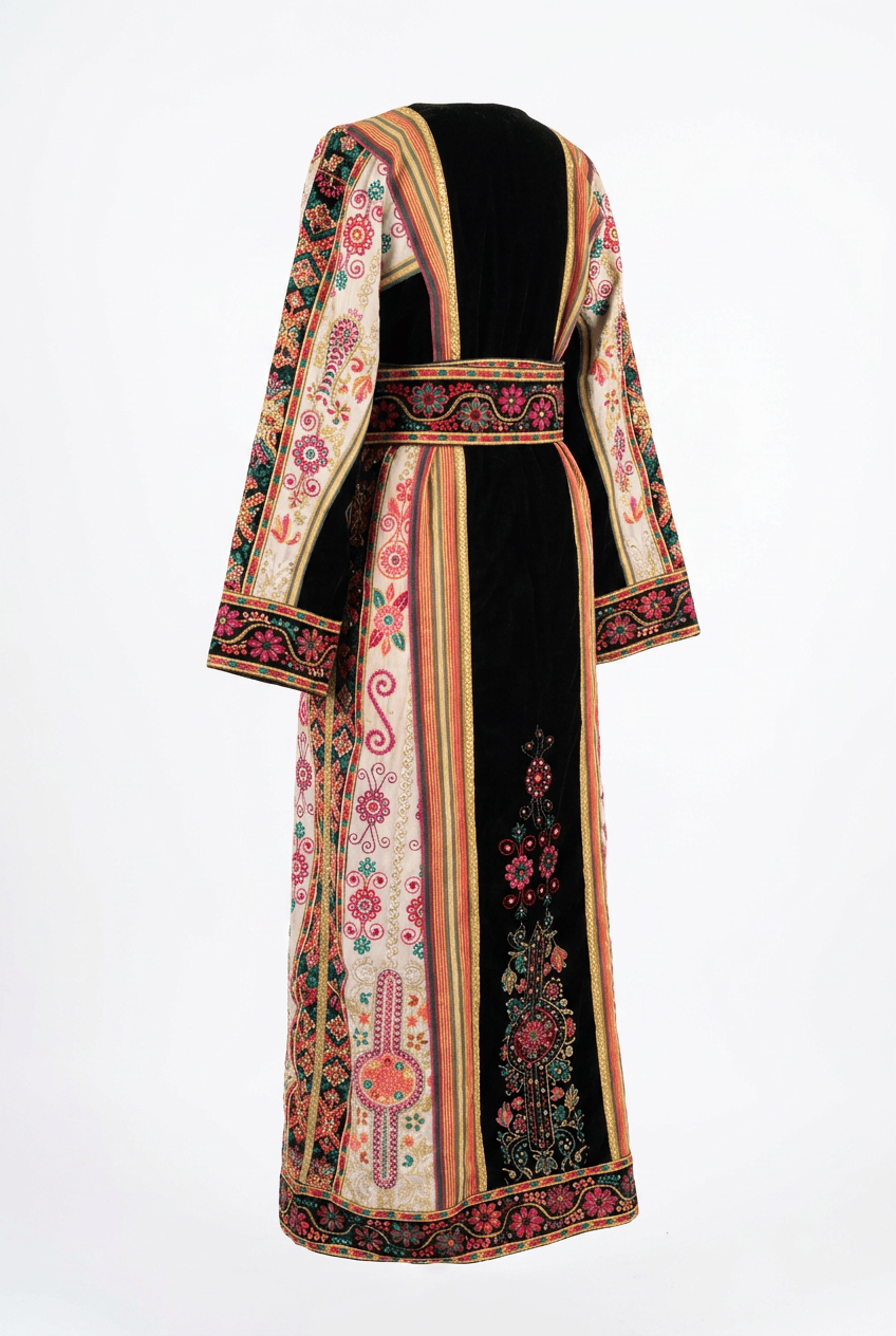 Black and Beige Metallic Malaka Thobe Dress Deerah