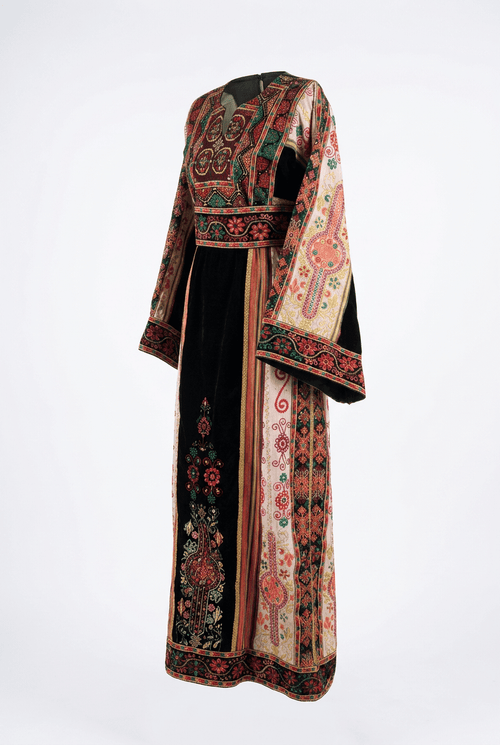 Black and Beige Metallic Malaka Thobe Dress - Deerah