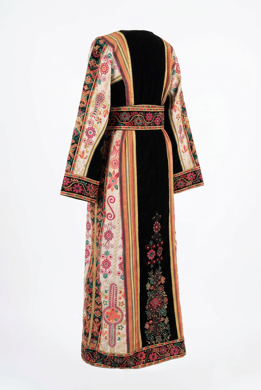 Black and Beige Metallic Malaka Thobe Dress - Deerah