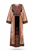 Black and Beige Metallic Malaka Thobe Dress - Deerah