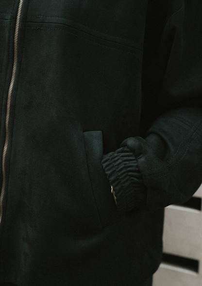 Black Embroidered Suede Jacket - Deerah