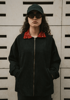 Black Embroidered Suede Jacket - Deerah