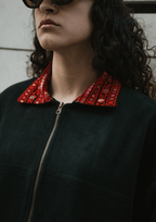 Black Embroidered Suede Jacket - Deerah