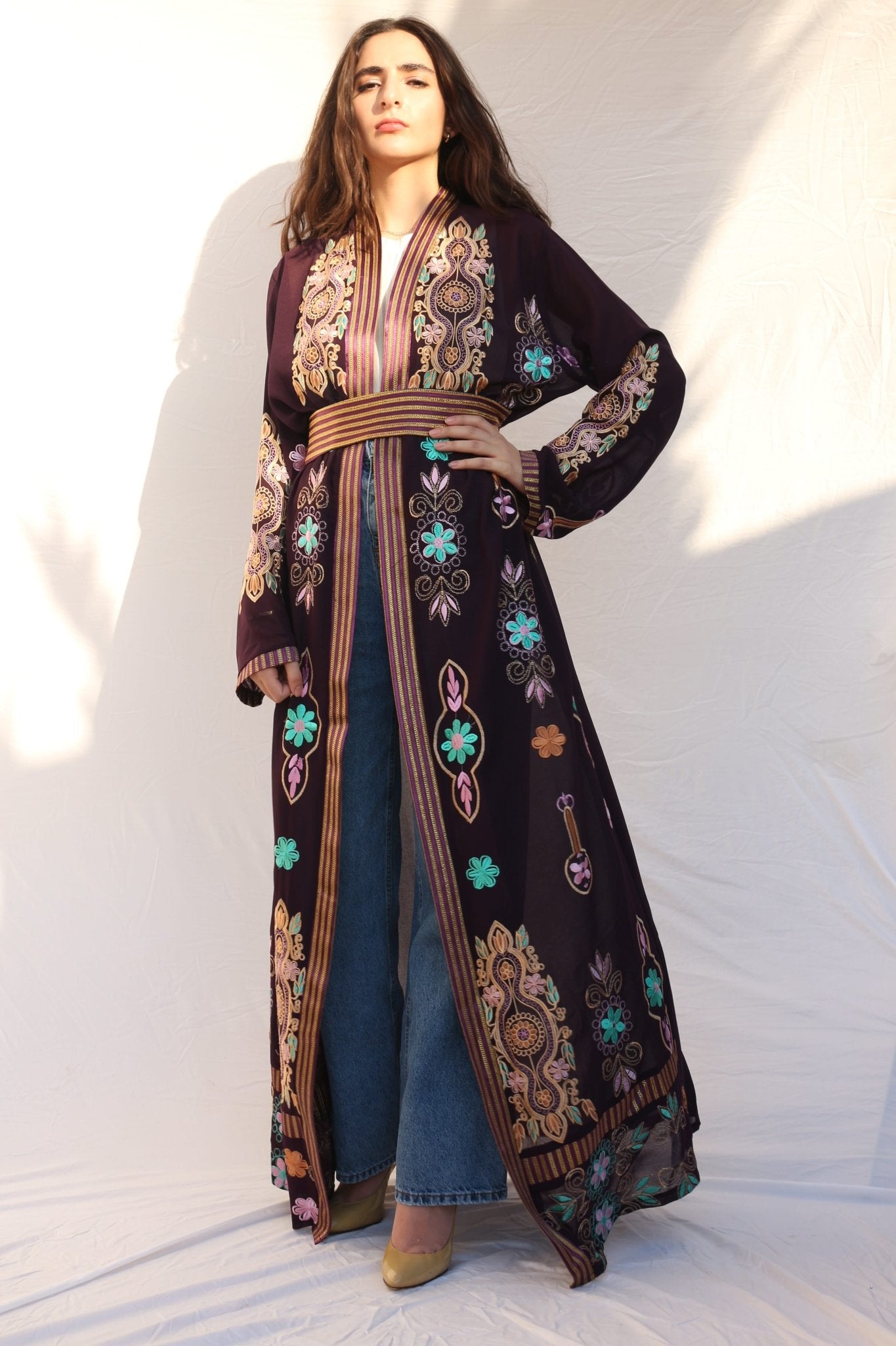 Colorful Saya Embroidered Kimono Abaya - Deerah