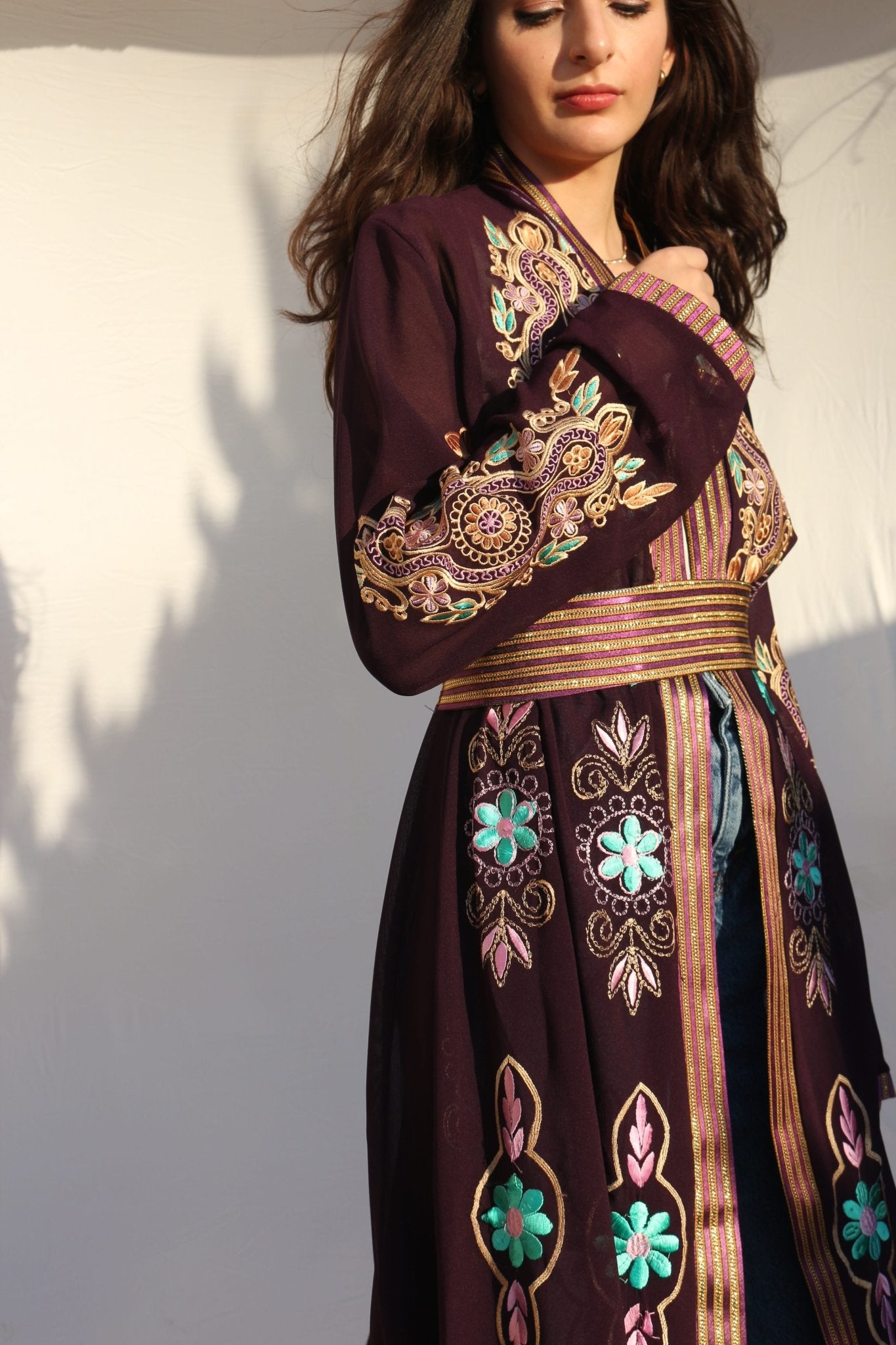 Colorful Saya Embroidered Kimono Abaya - Deerah