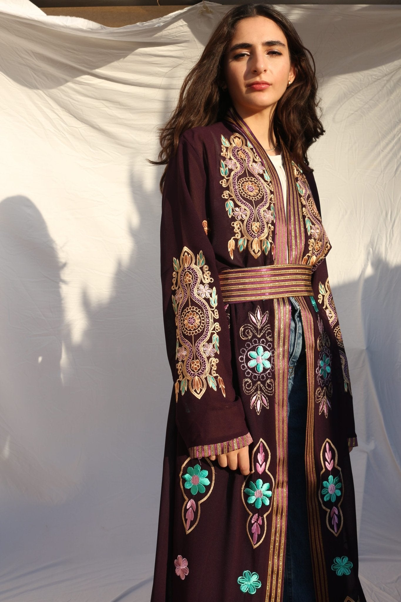 Colorful Saya Embroidered Kimono Abaya - Deerah