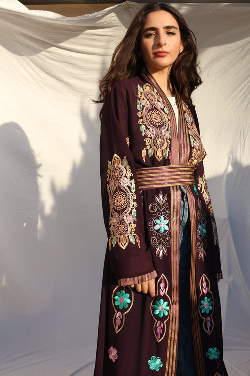 Colorful Saya Embroidered Kimono Abaya - Deerah