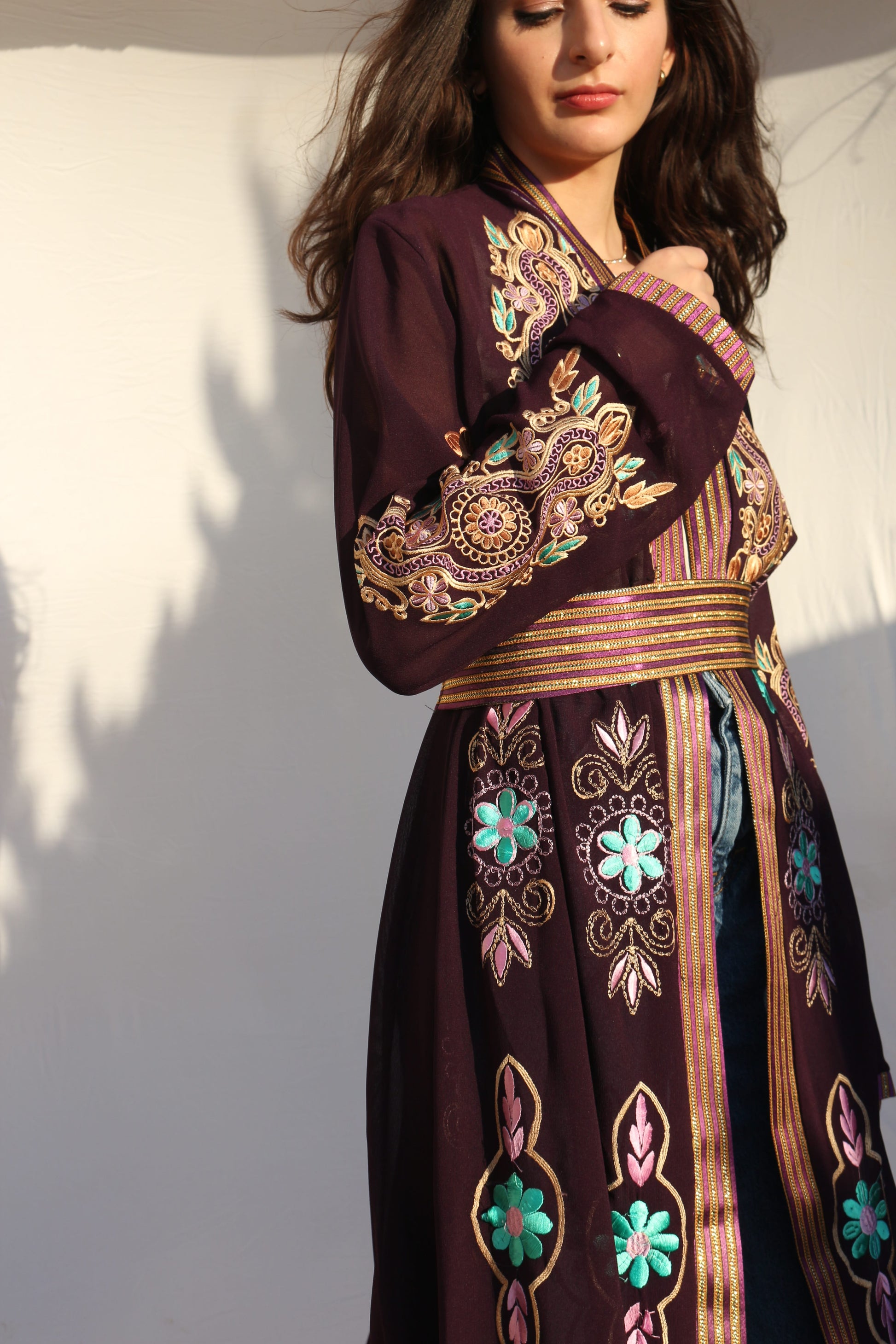 Colorful Saya Embroidered Kimono Abaya Deerah