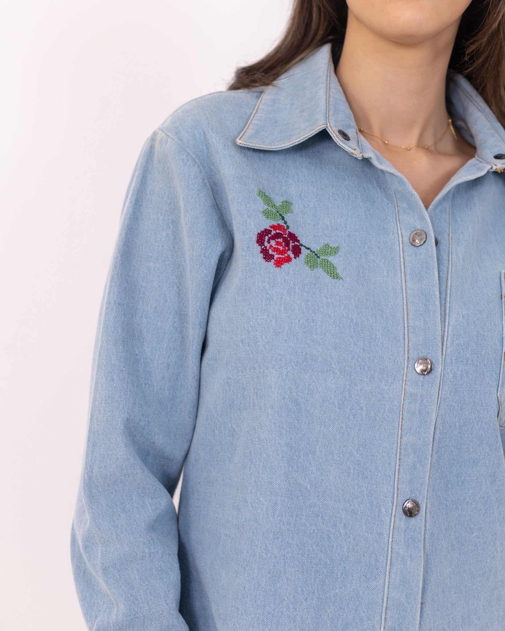 Denim Button - up Shirt - Deerah