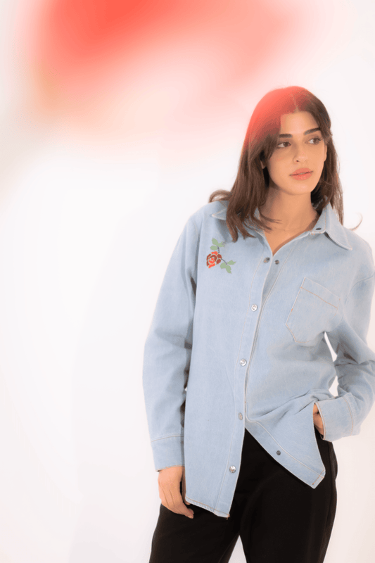 Denim Button - up Shirt - Deerah