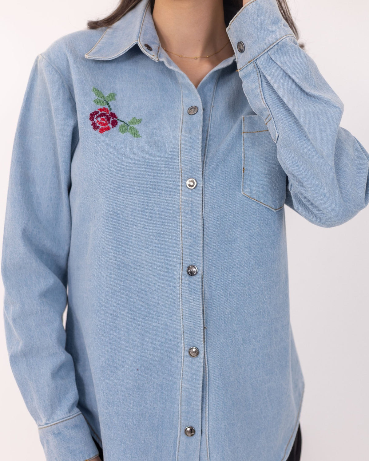 Denim Button - up Shirt - Deerah
