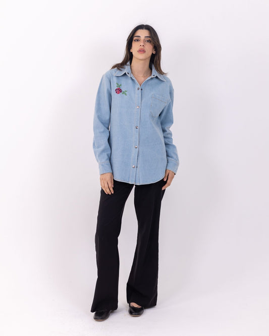 Denim Button - up Shirt - Deerah