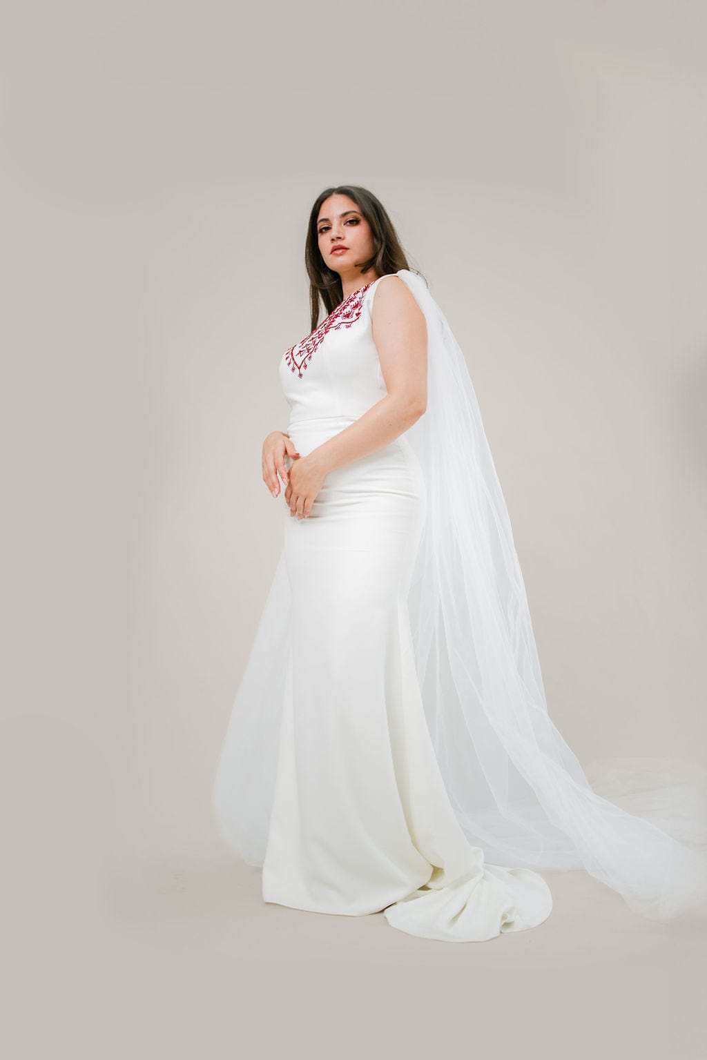 Diala - Hand Embroidered Palestinian Bridal Dress - Deerah