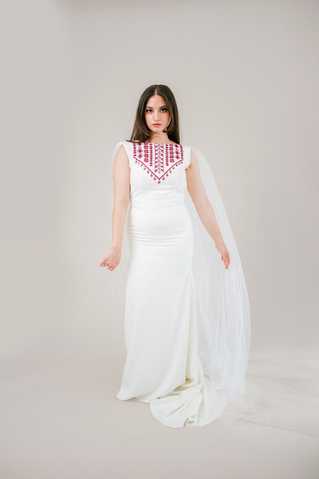 Diala - Hand Embroidered Palestinian Bridal Dress - Deerah