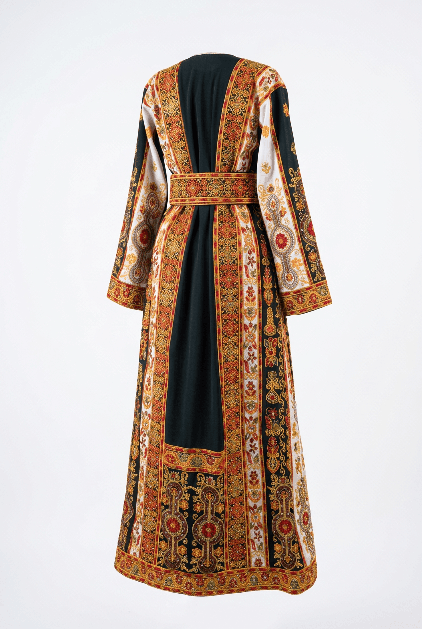 Gold and Green Palestinian Thobe - Deerah
