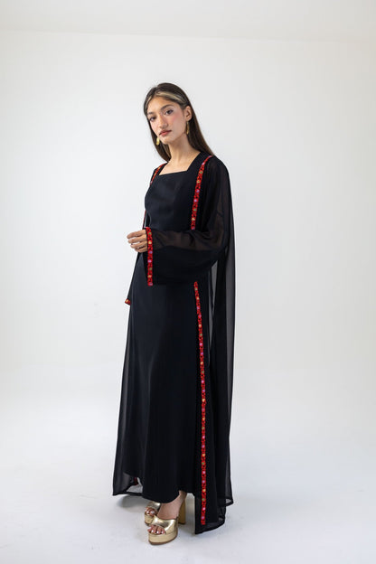 Hand - beaded Chiffon Abaya - Deerah
