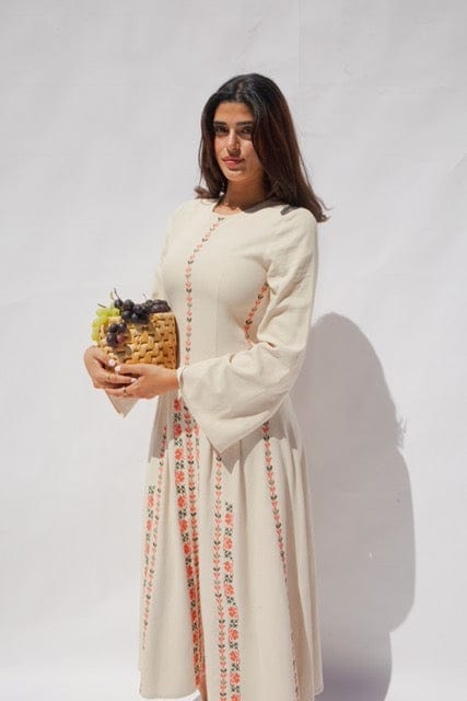 Hand embroidered Linen Dress - Deerah