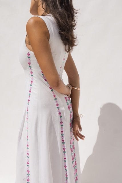 Hand embroidered Linen Dress - Deerah