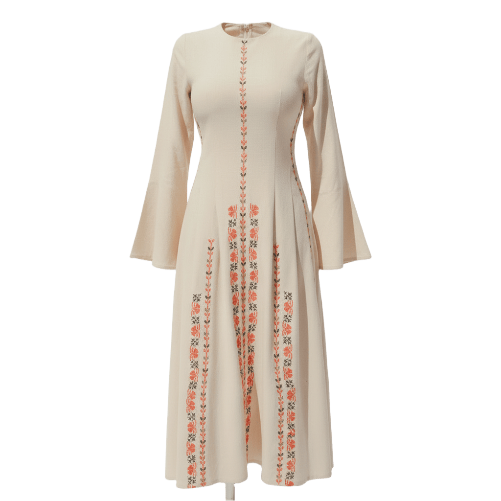 Hand Embroidered Linen Dress - Deerah