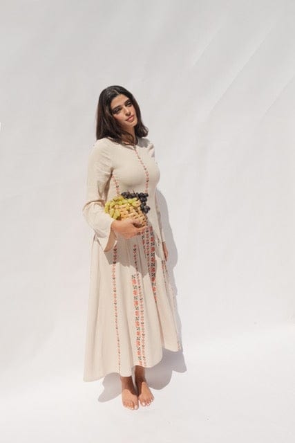 Hand embroidered Linen Dress - Deerah
