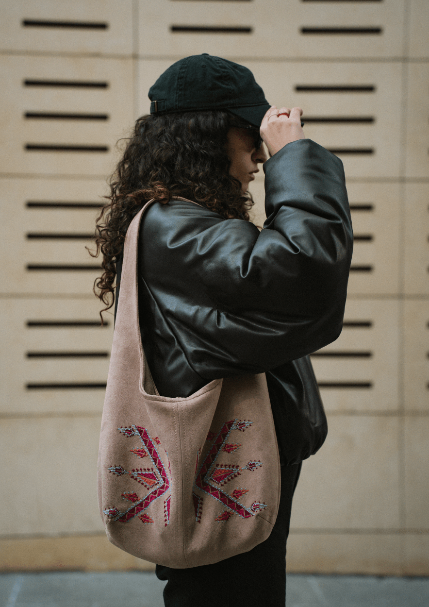 Hand - Embroidered Slouchy Shoulder Bag - Deerah
