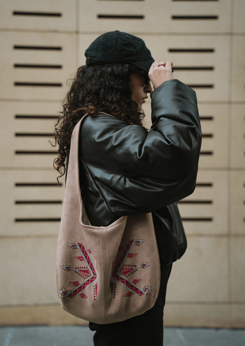 Hand - Embroidered Slouchy Shoulder Bag - Deerah