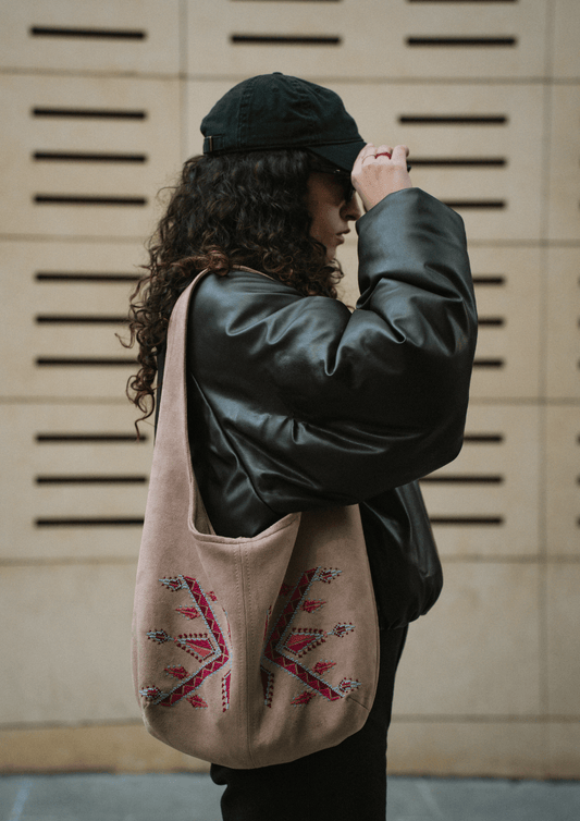 Hand - Embroidered Slouchy Shoulder Bag - Deerah