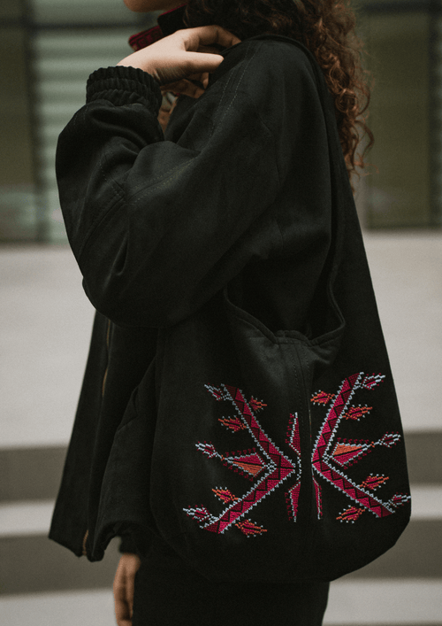 Hand - Embroidered Slouchy Shoulder Bag - Deerah