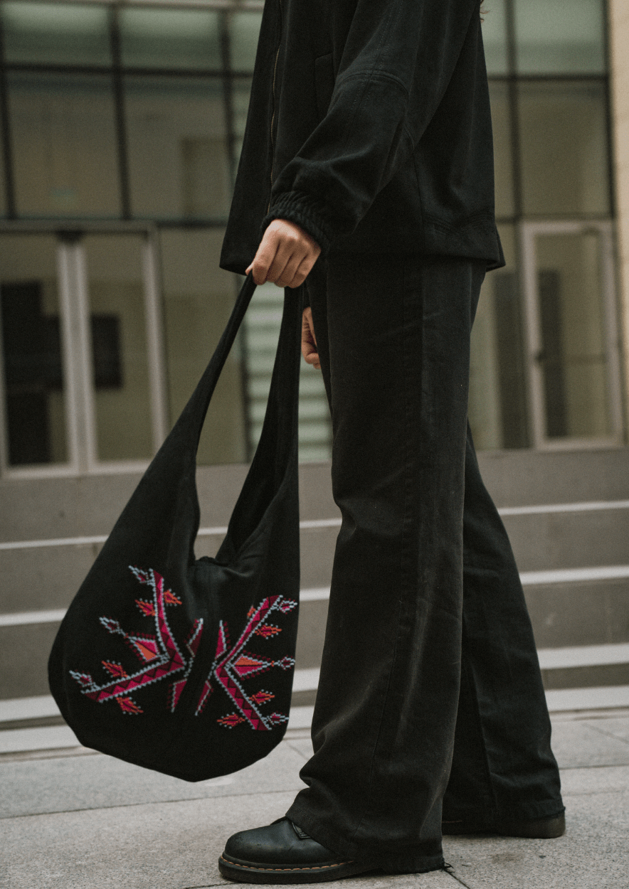 Hand-Embroidered Slouchy Shoulder Bag Deerah