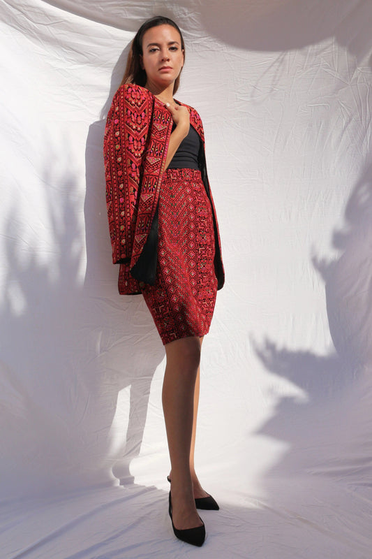 Heavy - embroidered Skirt Suit - Deerah