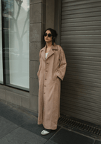 Joury جوري Hand - Embroidered Maxi Suede Coat - Deerah