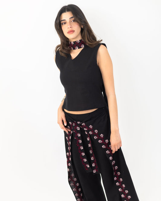 Linen Wrap Panel Trouser Set - Deerah