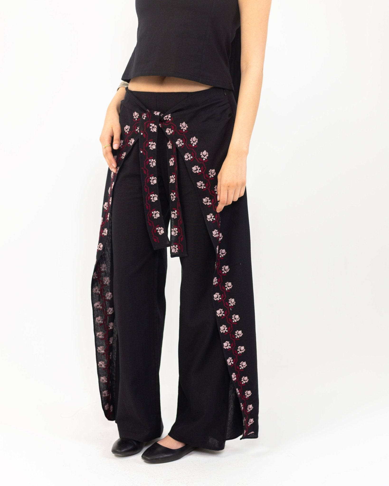 Linen Wrap Panel Trouser Set - Deerah