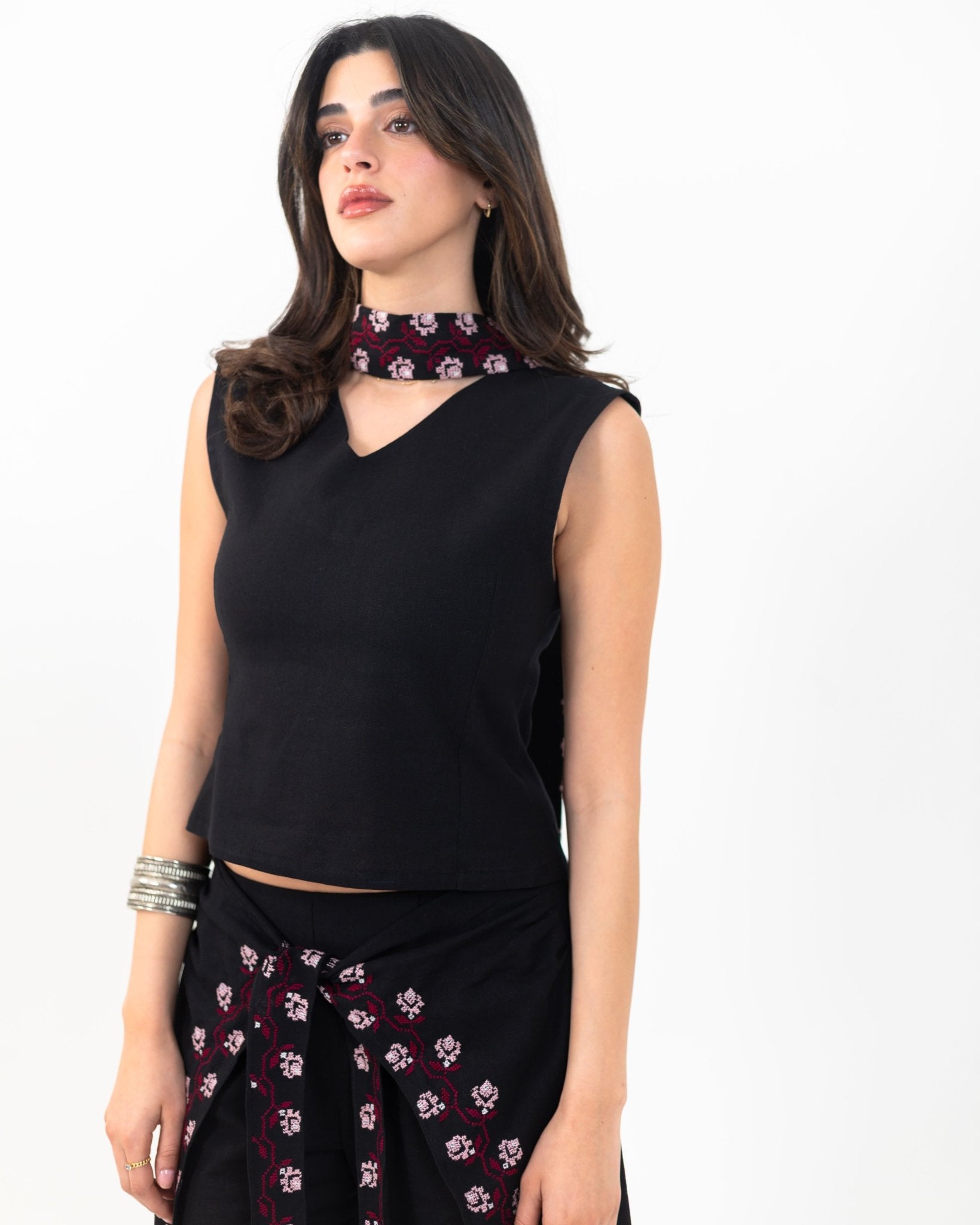 Linen Wrap Panel Trouser Set - Deerah