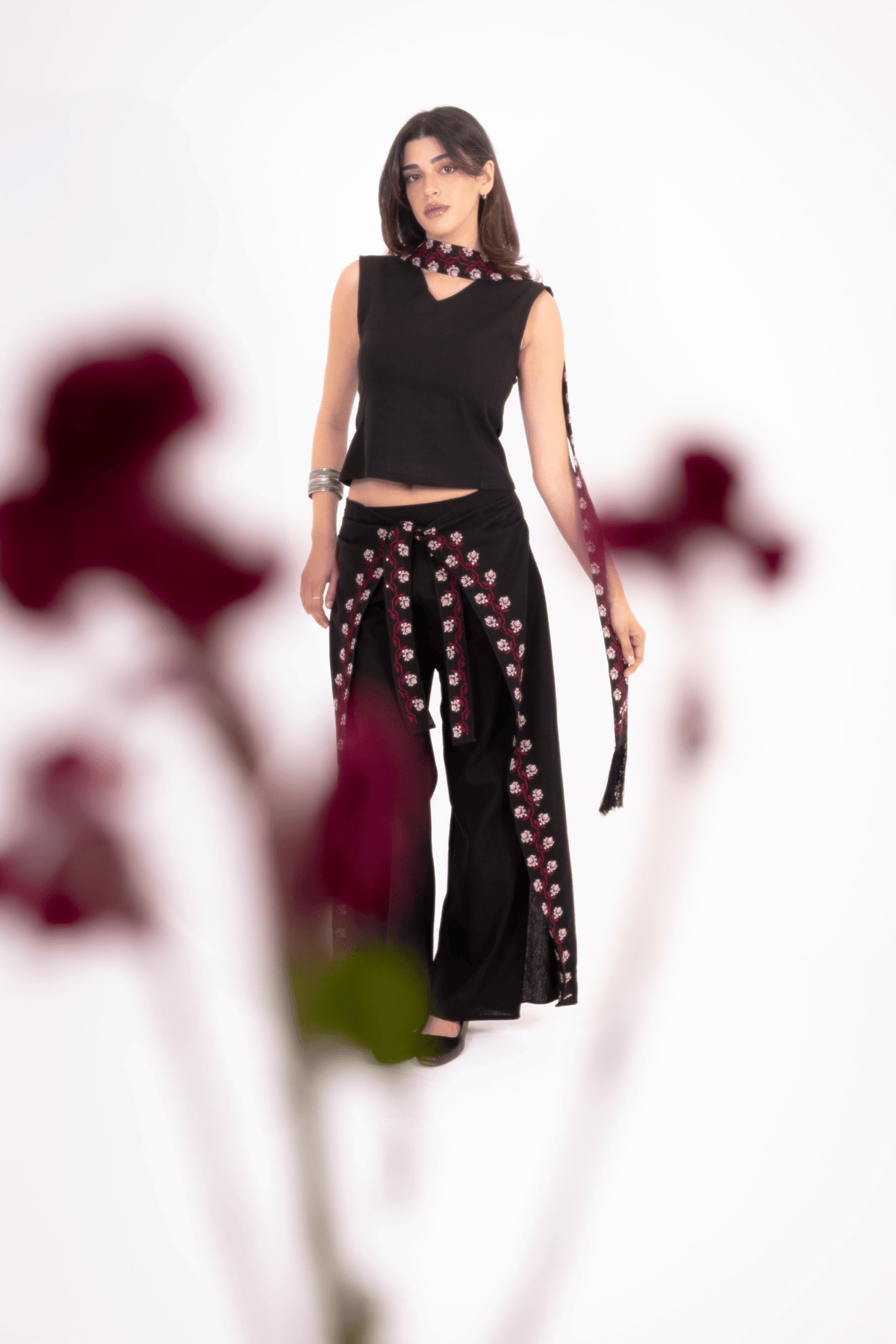 Linen Wrap Panel Trouser Set - Deerah