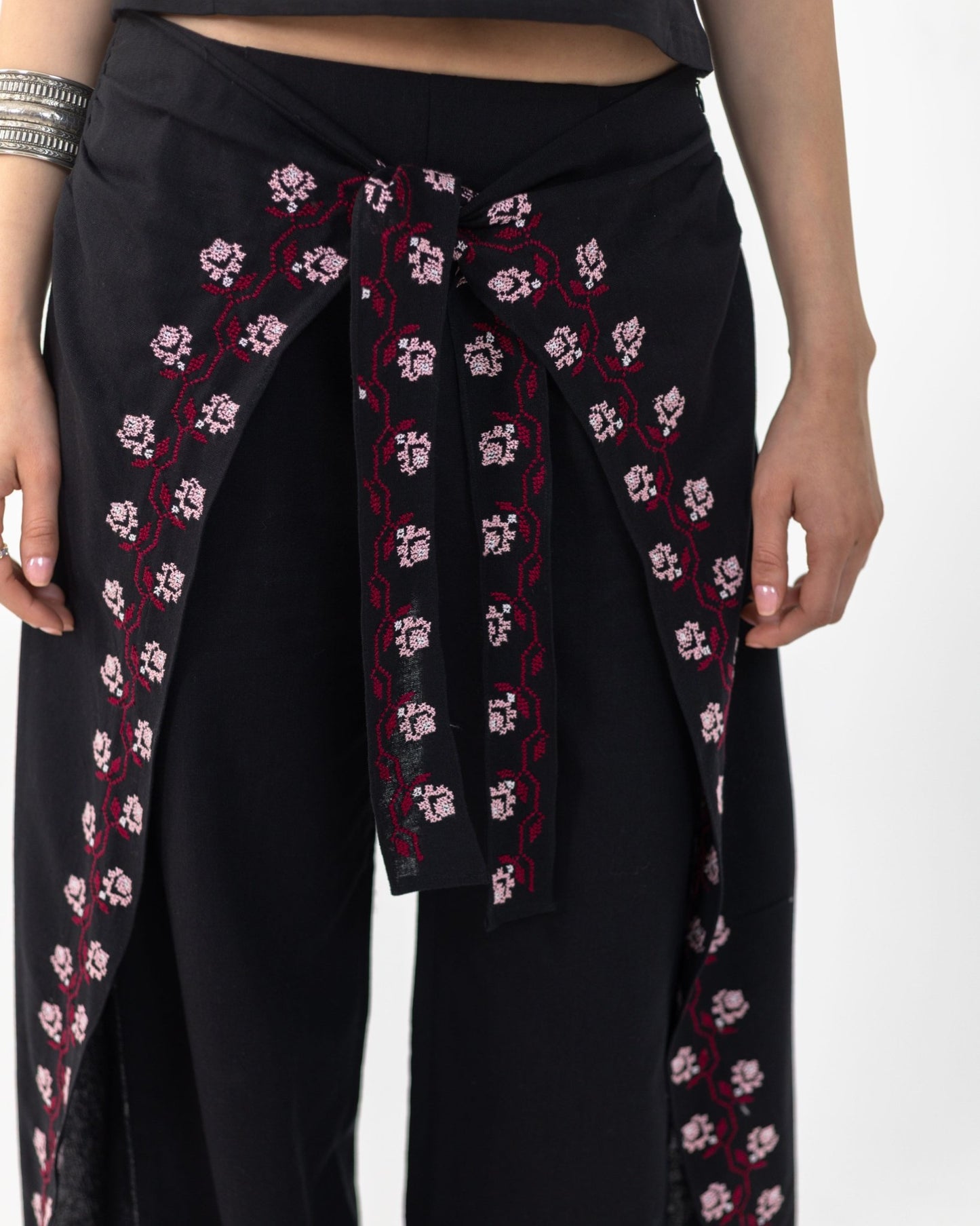 Linen Wrap Panel Trouser Set - Deerah