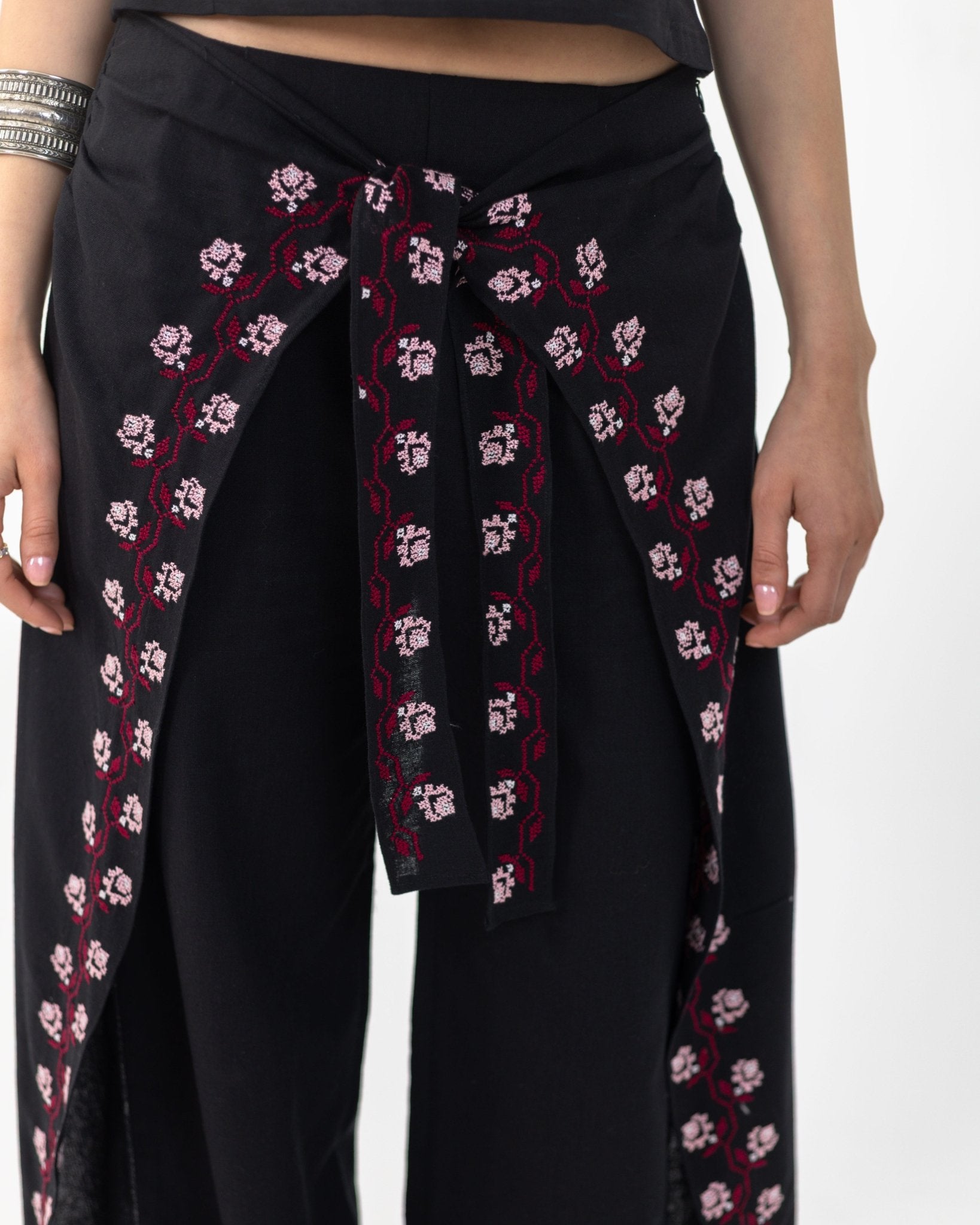 Linen Wrap Panel Trouser Set - Deerah