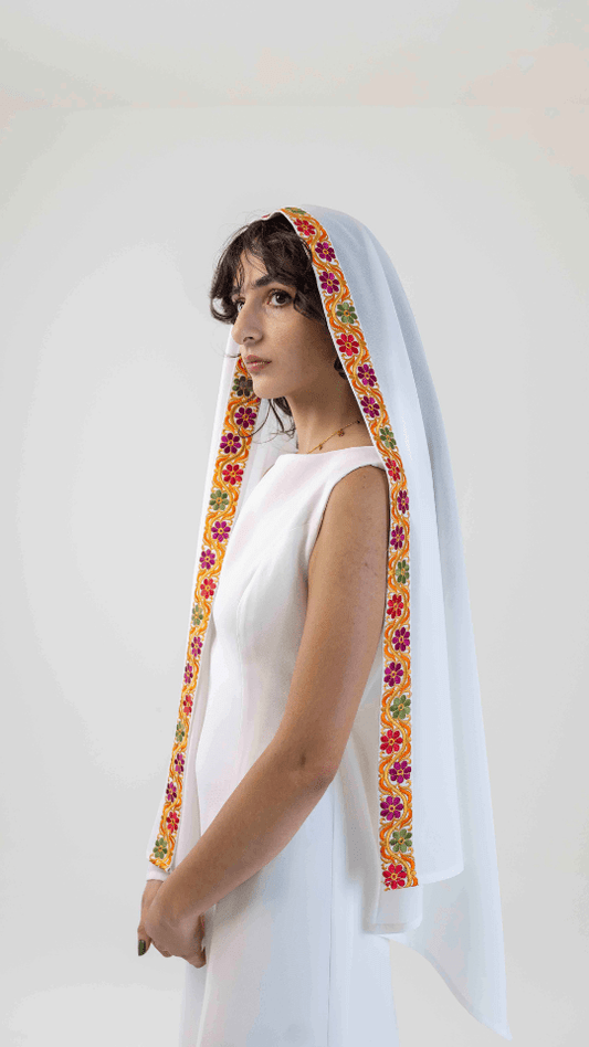 Machine - embroidered Shawl - Deerah