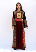 Malaka - Hand Embroidered Tahreera Palestinian Dress Thobe - Deerah