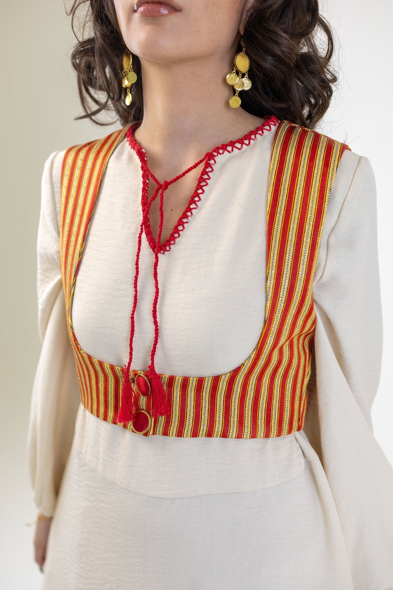 Marwa مروة - Hand Embroidered Dress and Saya waistcoat - Deerah