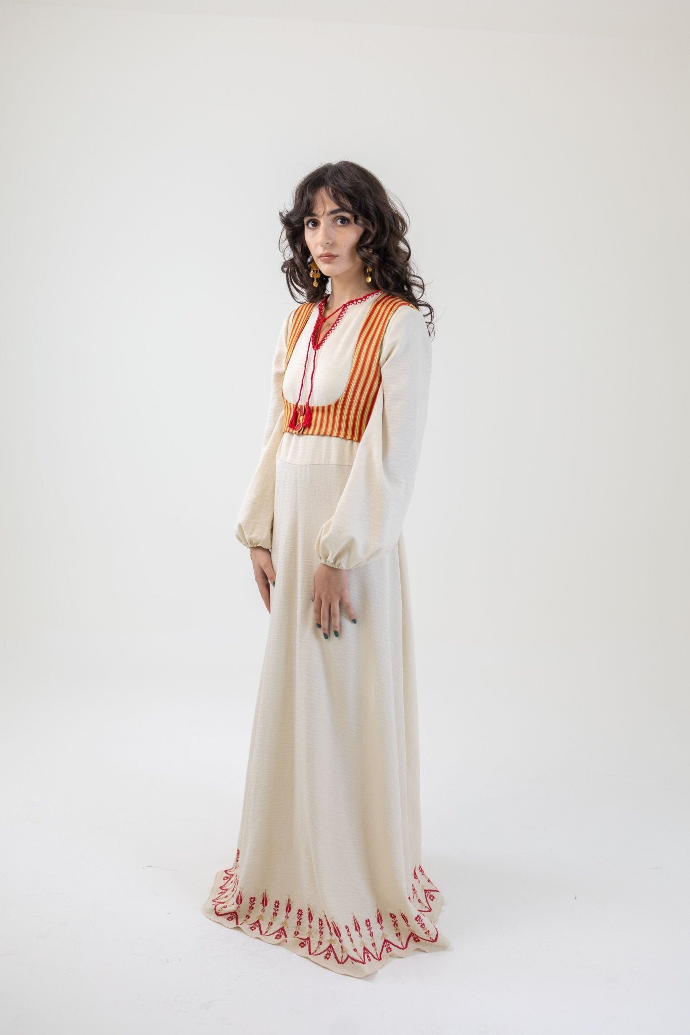 Marwa مروة - Hand Embroidered Dress and Saya waistcoat - Deerah