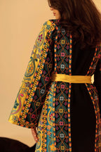 Navy and Gold Traditional Palestinian Thobe - Deerah