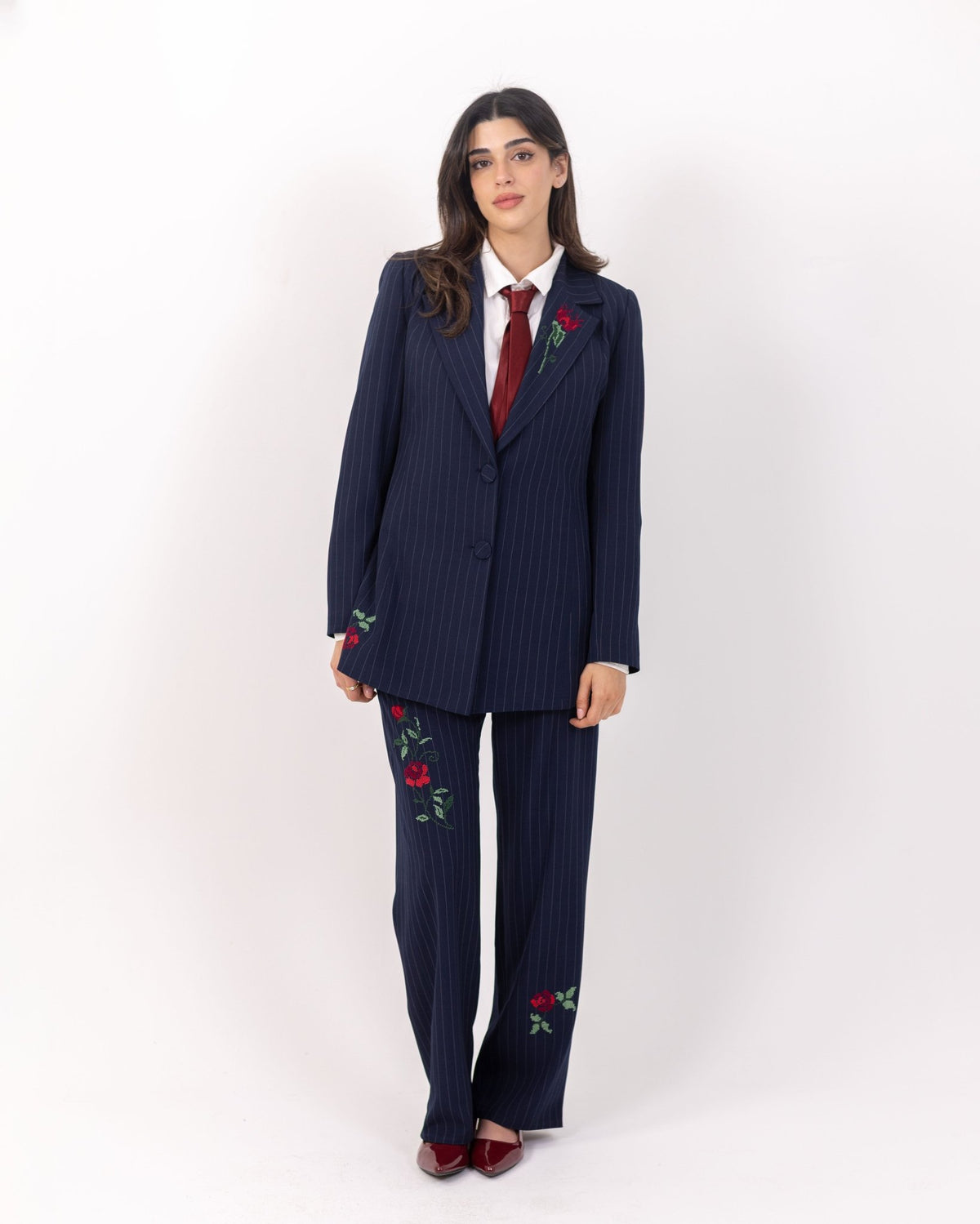 Navy Pinstripe Suit - Deerah