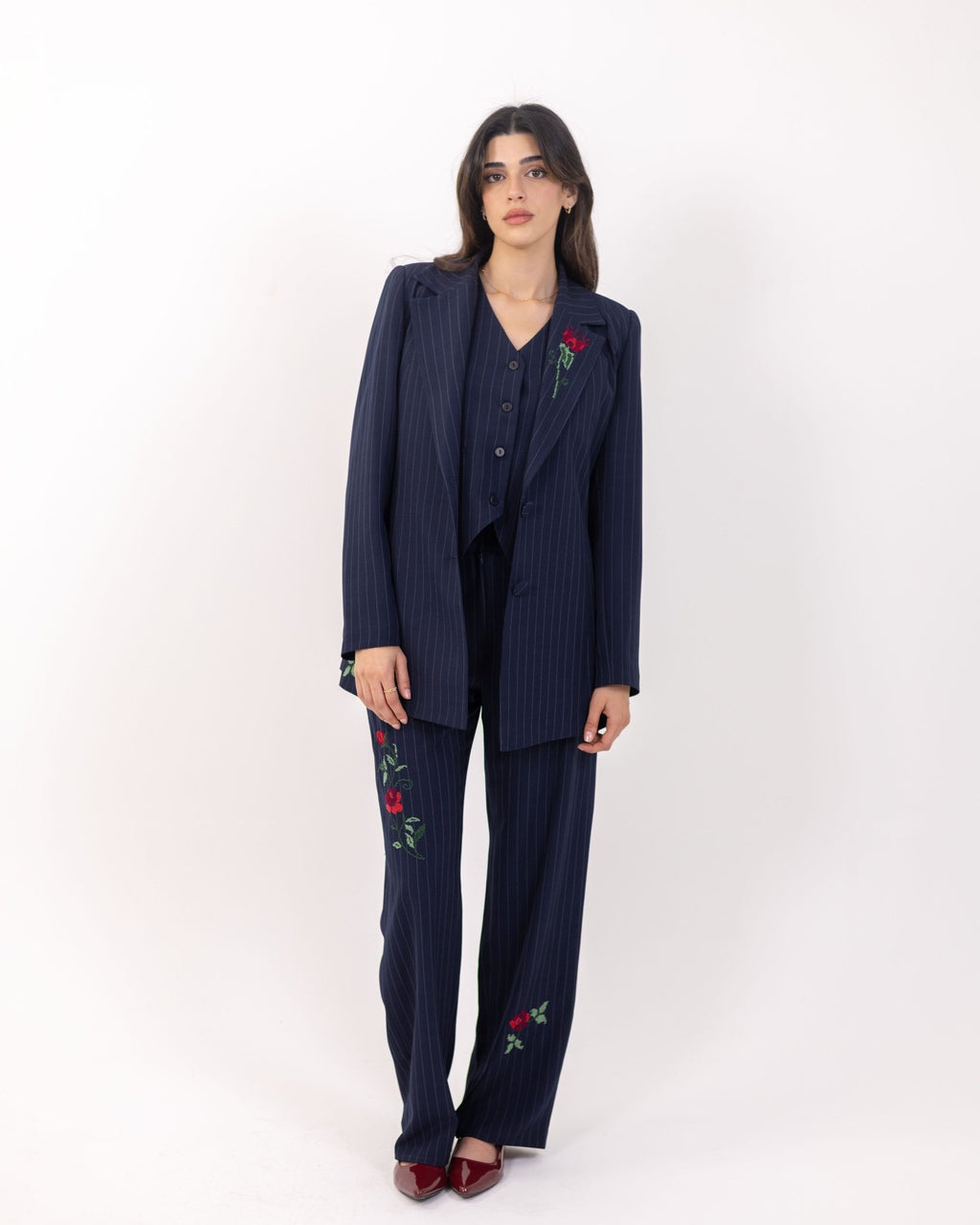 Navy Pinstripe Suit - Deerah
