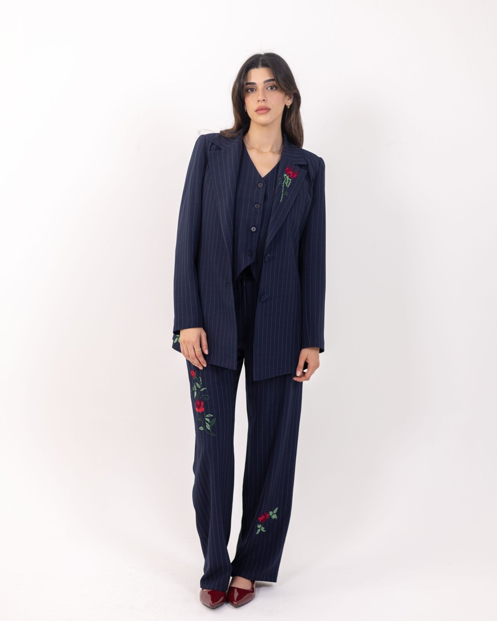 Navy Pinstripe Suit - Deerah